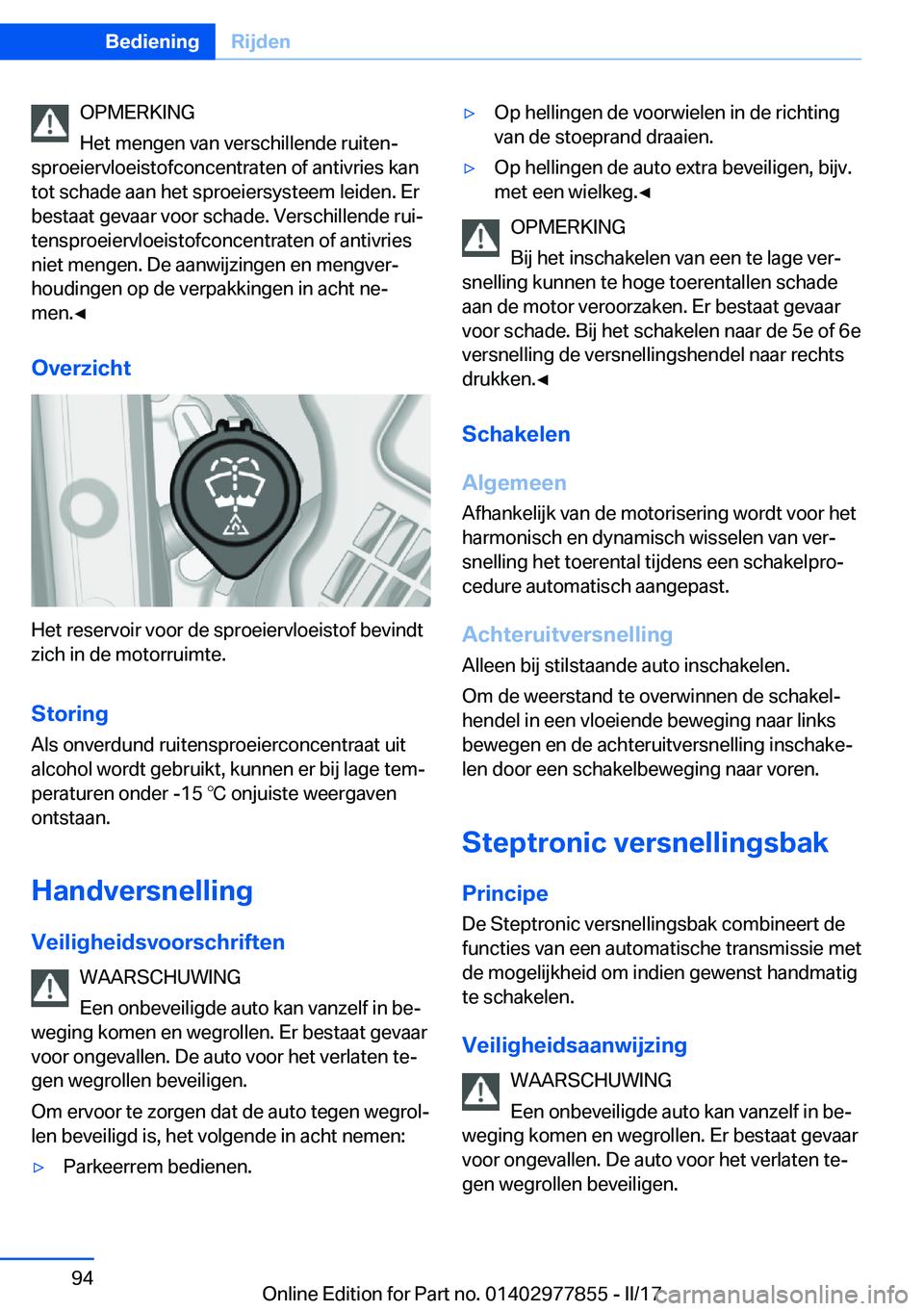 BMW X3 2017  Instructieboekjes (in Dutch) �O�P�M�E�R�K�I�N�G
�H�e�t� �m�e�n�g�e�n� �v�a�n� �v�e�r�s�c�h�i�l�l�e�n�d�e� �r�u�i�t�e�nj
�s�p�r�o�e�i�e�r�v�l�o�e�i�s�t�o�f�c�o�n�c�e�n�t�r�a�t�e�n� �o�f� �a�n�t�i�v�r�i�e�s� �k�a�n �t�o�t� �s�c�h�