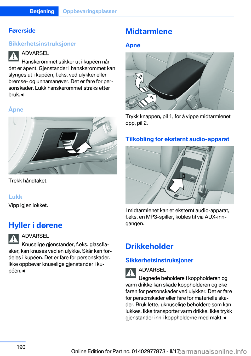 BMW X3 2017  InstruksjonsbØker (in Norwegian) �F�