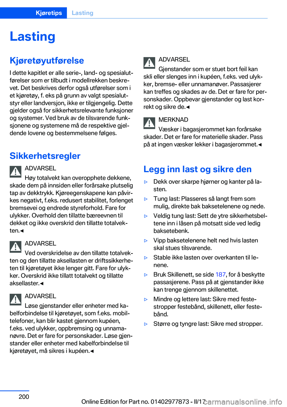 BMW X3 2017  InstruksjonsbØker (in Norwegian) �L�a�s�t�i�n�g�K�j�