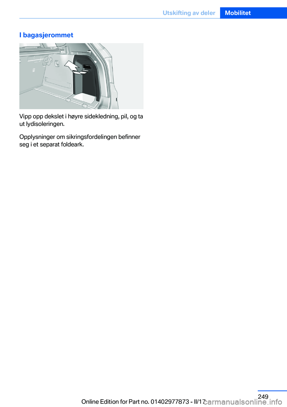 BMW X3 2017  InstruksjonsbØker (in Norwegian) �I��b�a�g�a�s�j�e�r�o�m�m�e�t
�V�i�p�p� �o�p�p� �d�e�k�s�l�e�t� �i� �h�