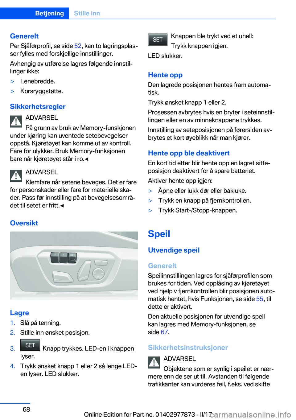 BMW X3 2017  InstruksjonsbØker (in Norwegian) �G�e�n�e�r�e�l�t�P�e�r� �S�j�å�f�