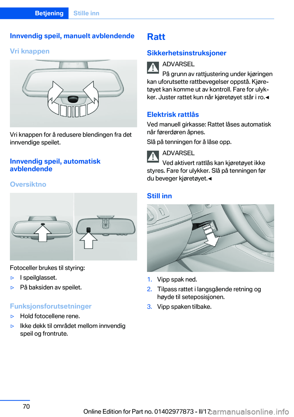 BMW X3 2017  InstruksjonsbØker (in Norwegian) �I�n�n�v�e�n�d�i�g��s�p�e�i�l�,��m�a�n�u�e�l�t��a�v�b�l�e�n�d�e�n�d�e
�V�r�i��k�n�a�p�p�e�n
�V�r�i� �k�n�a�p�p�e�n� �f�o�r� �å� �r�e�d�u�s�e�r�e� �b�l�e�n�d�i�n�g�e�n� �f�r�a� �d�e�t �i�n�n�v�e�n