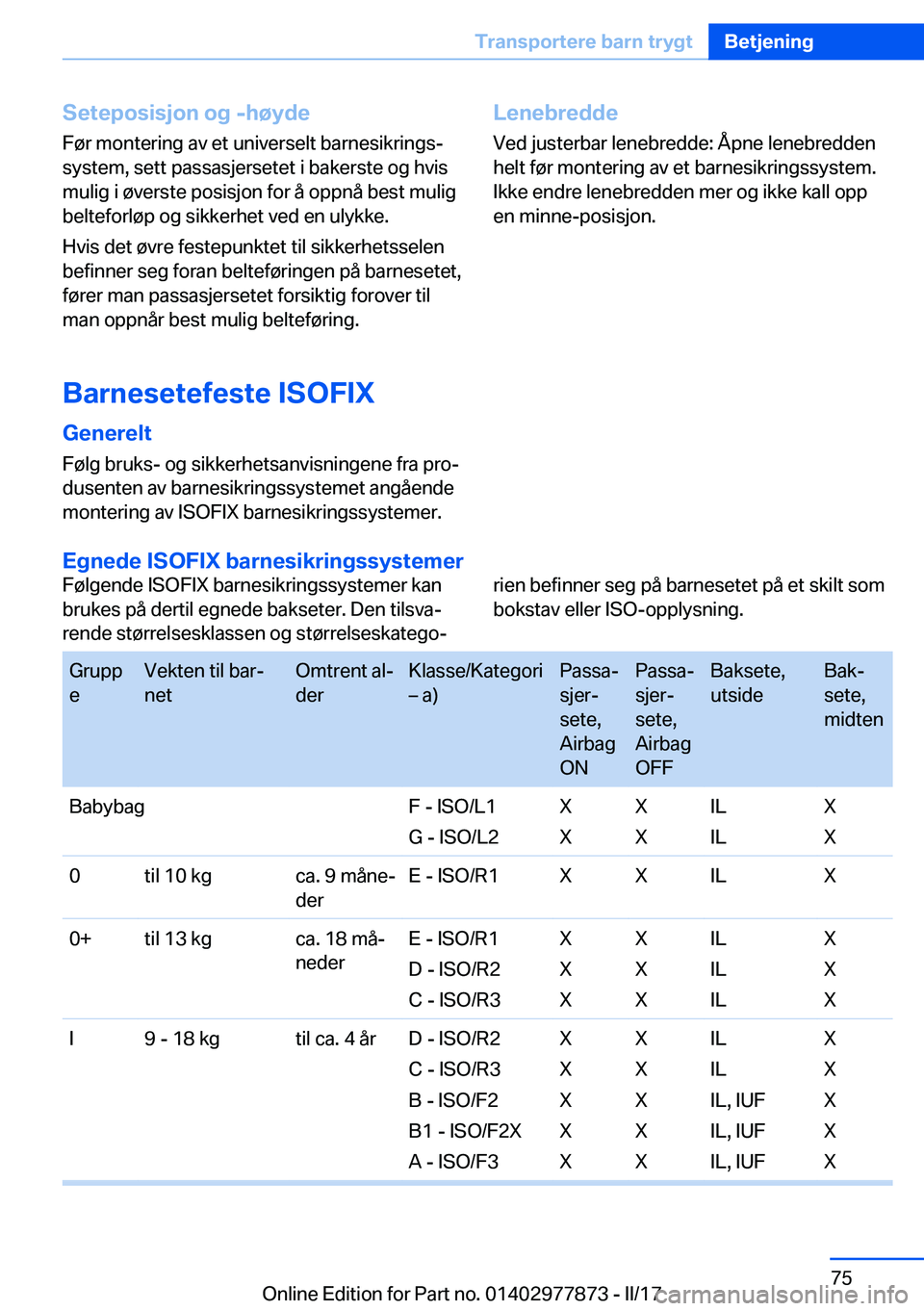 BMW X3 2017  InstruksjonsbØker (in Norwegian) �S�e�t�e�p�o�s�i�s�j�o�n��o�g��-�h�