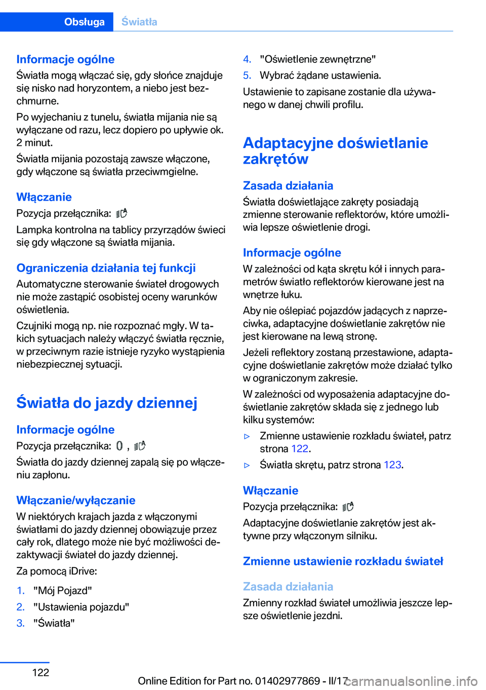 BMW X3 2017  Instrukcja obsługi (in Polish) �I�n�f�o�r�m�a�c�j�e��o�g�