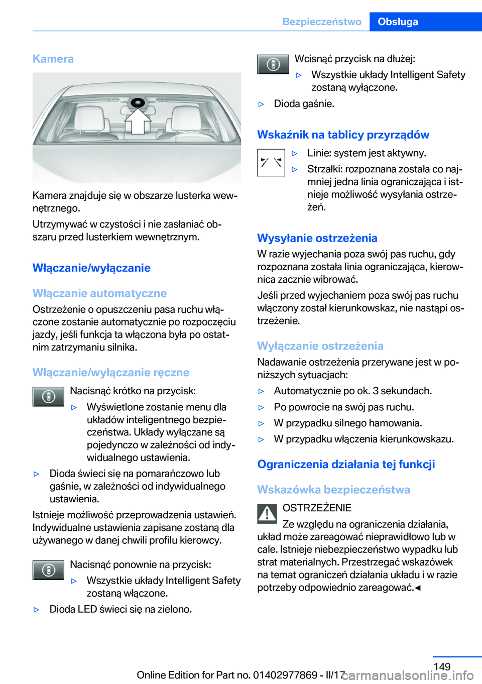 BMW X3 2017  Instrukcja obsługi (in Polish) �K�a�m�e�r�a
�K�a�m�e�r�a� �z�n�a�j�d�u�j�e� �s�i�