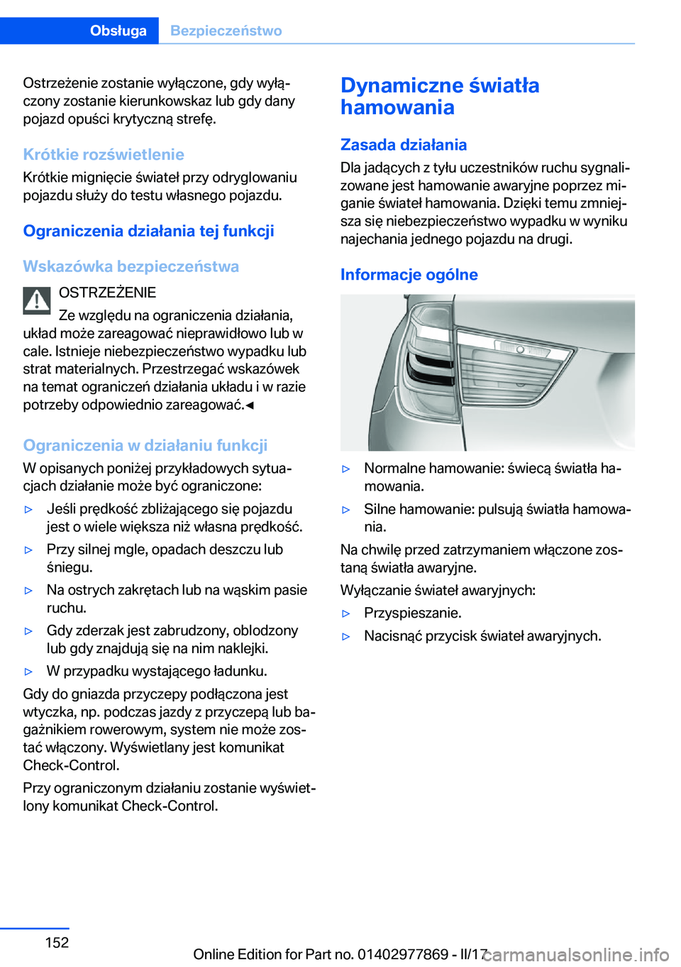 BMW X3 2017  Instrukcja obsługi (in Polish) �O�s�t�r�z�e 9�e�n�i�e� �z�o�s�t�a�n�i�e� �w�y�ł�