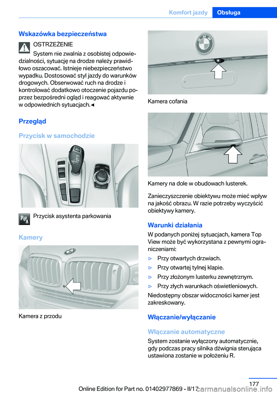 BMW X3 2017  Instrukcja obsługi (in Polish) �W�s�k�a�z�
