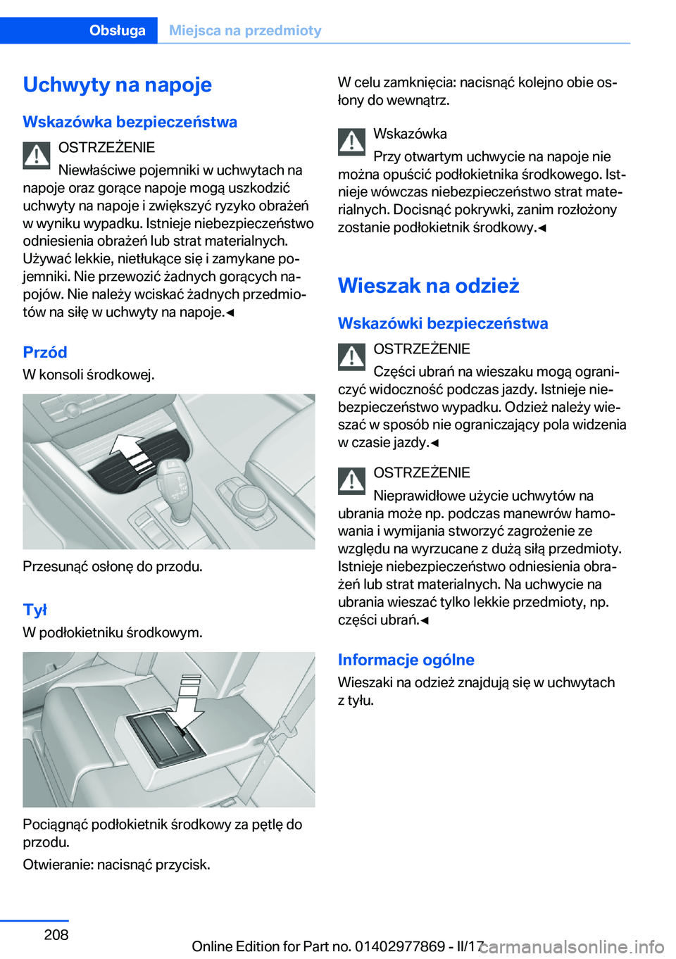 BMW X3 2017  Instrukcja obsługi (in Polish) �U�c�h�w�y�t�y��n�a��n�a�p�o�j�e
�W�s�k�a�z�