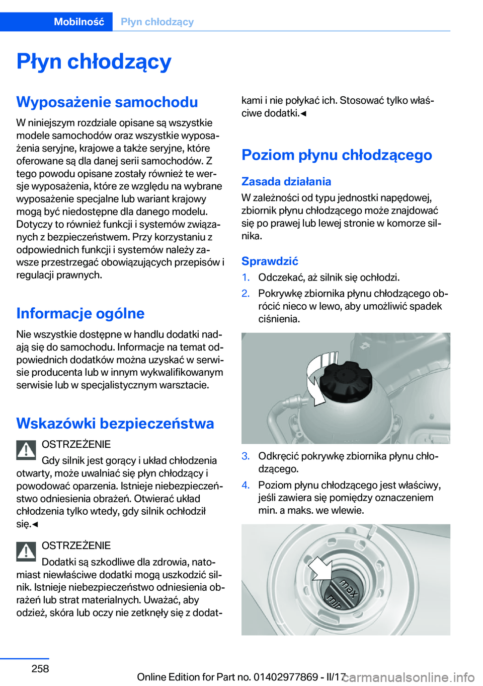 BMW X3 2017  Instrukcja obsługi (in Polish) �P�ł�y�n��c�h�ł�o�d�z�