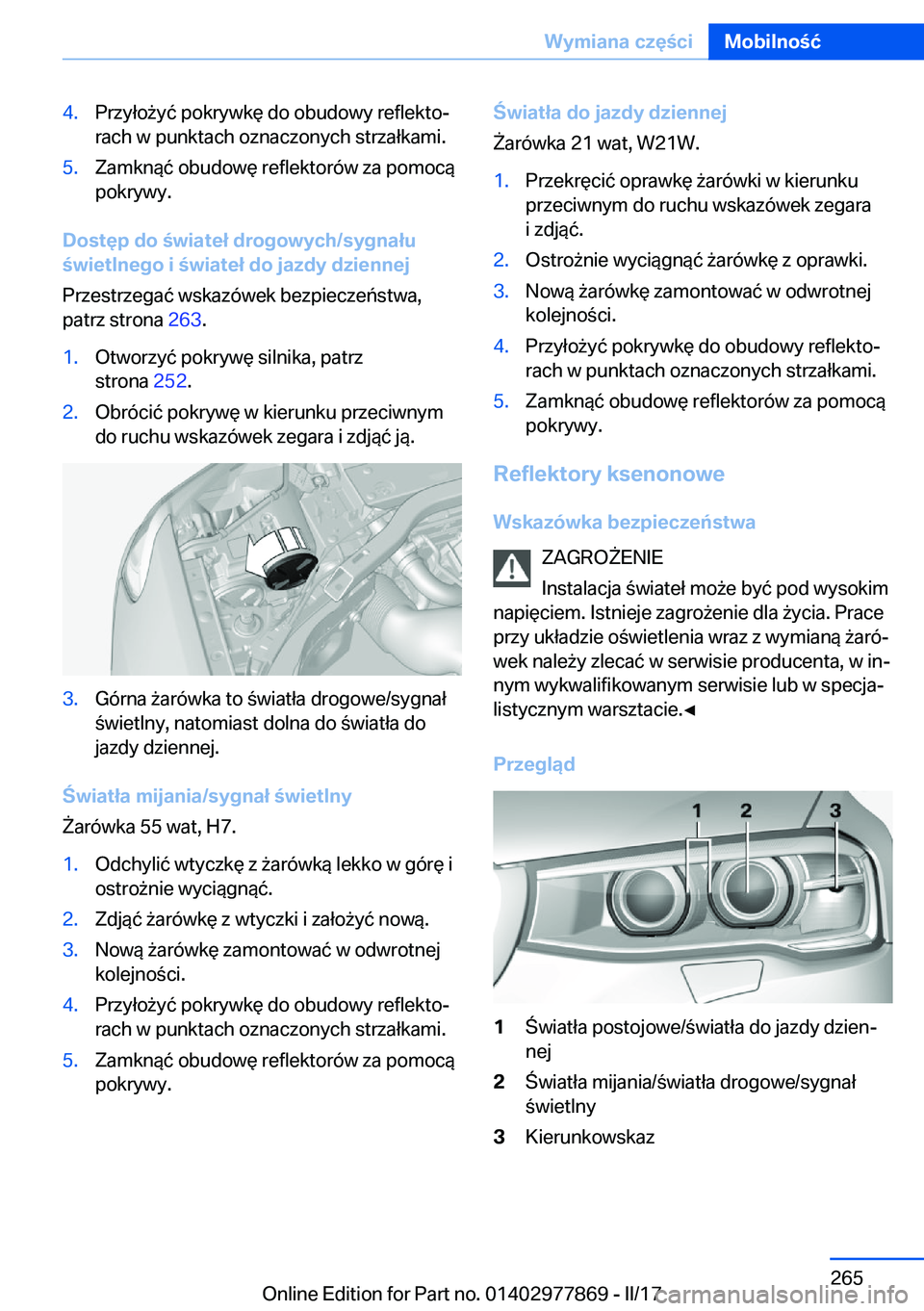 BMW X3 2017  Instrukcja obsługi (in Polish) �4�.�P�r�z�y�ł�o 9�y�