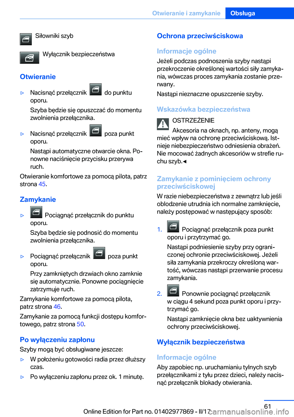 BMW X3 2017  Instrukcja obsługi (in Polish) �S�i�ł�o�w�n�i�k�i� �s�z�y�b�W�y�ł�