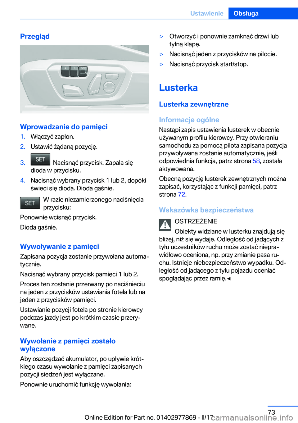 BMW X3 2017  Instrukcja obsługi (in Polish) �P�r�z�e�g�l�