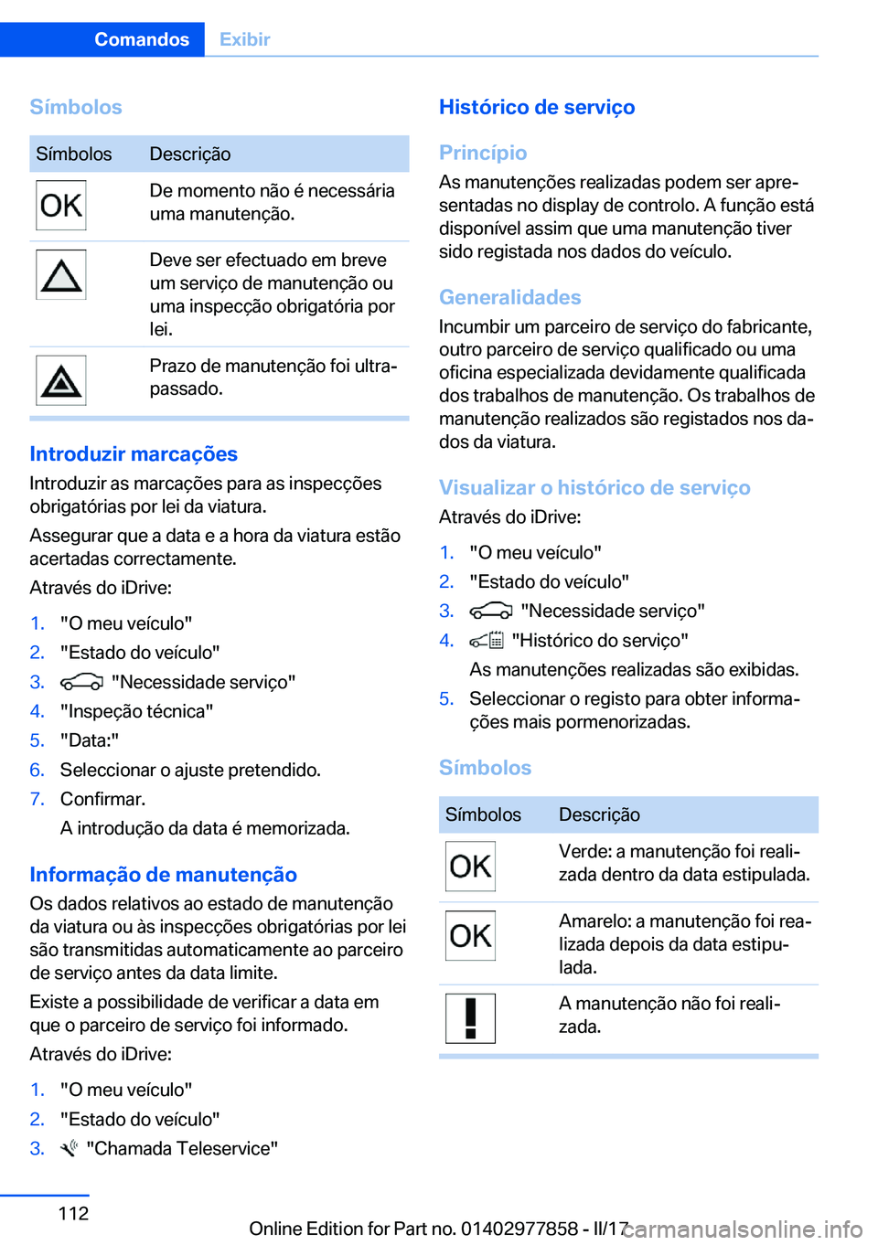 BMW X3 2017  Manual do condutor (in Portuguese) �S�