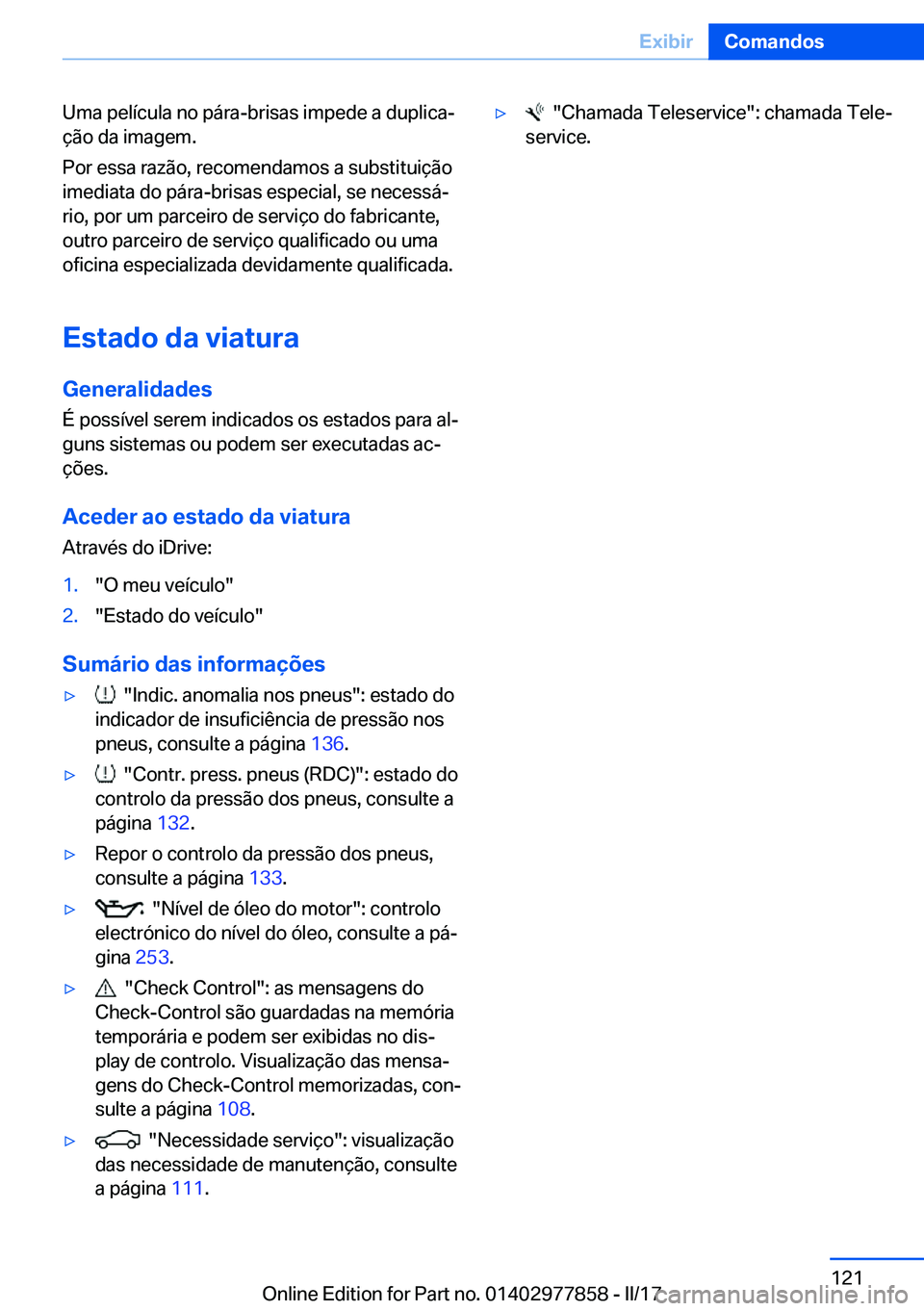 BMW X3 2017  Manual do condutor (in Portuguese) �U�m�a� �p�e�l�
