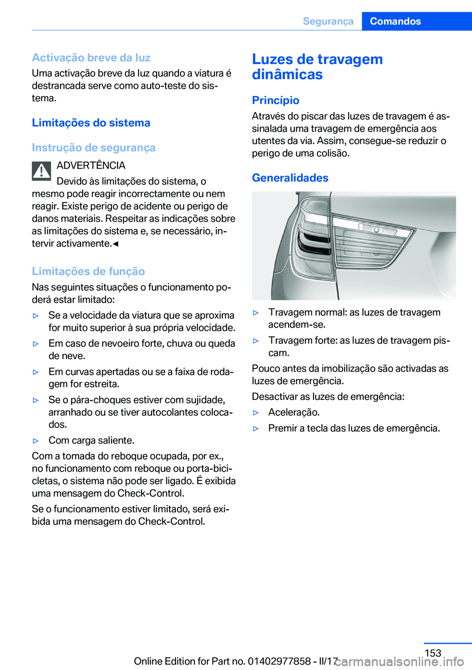 BMW X3 2017  Manual do condutor (in Portuguese) �A�c�t�i�v�a�