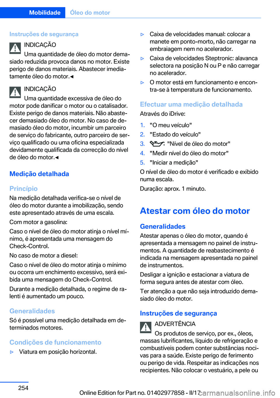 BMW X3 2017  Manual do condutor (in Portuguese) �I�n�s�t�r�u�