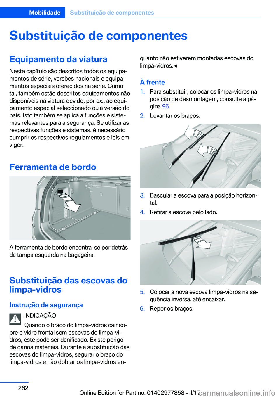 BMW X3 2017  Manual do condutor (in Portuguese) �S�u�b�s�t�i�t�u�i�