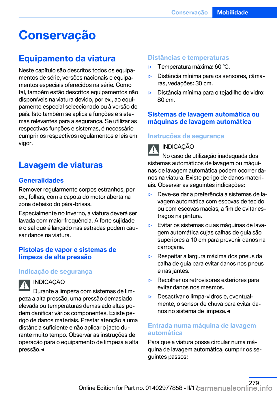 BMW X3 2017  Manual do condutor (in Portuguese) �C�o�n�s�e�r�v�a�