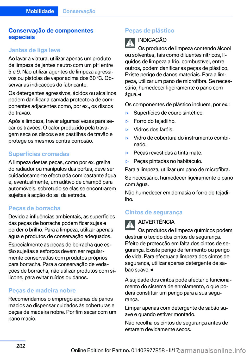 BMW X3 2017  Manual do condutor (in Portuguese) �C�o�n�s�e�r�v�a�