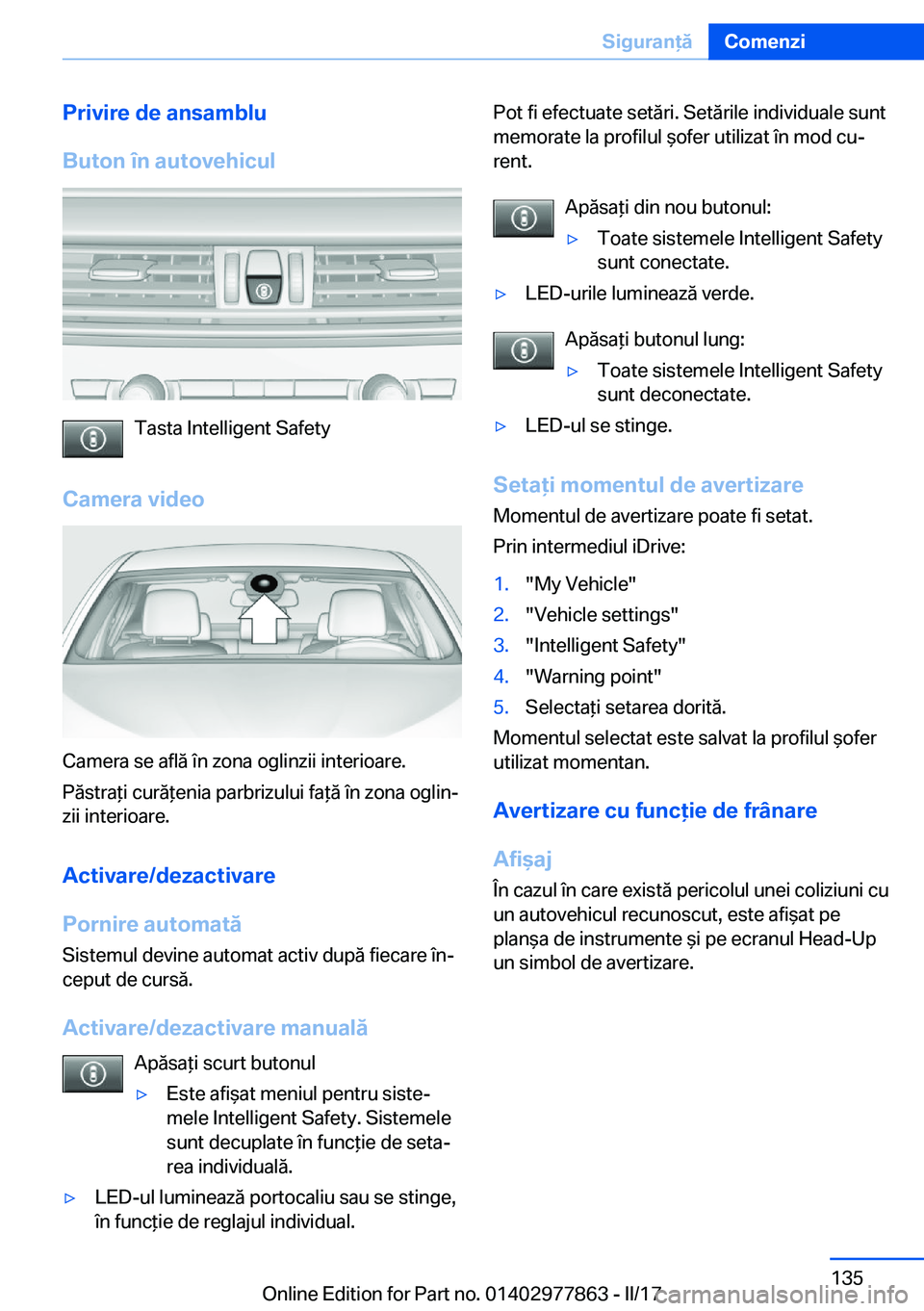 BMW X3 2017  Ghiduri De Utilizare (in Romanian) �P�r�i�v�i�r�e��d�e��a�n�s�a�m�b�l�u
�B�u�t�o�n��