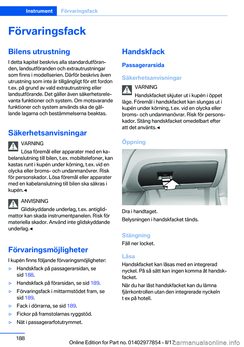 BMW X3 2017  InstruktionsbÖcker (in Swedish) �F�