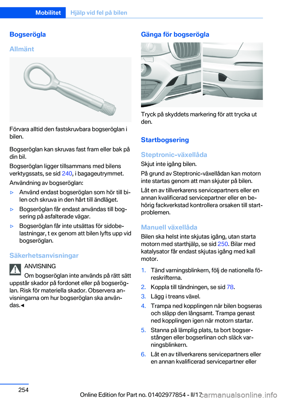 BMW X3 2017  InstruktionsbÖcker (in Swedish) �B�o�g�s�e�r�