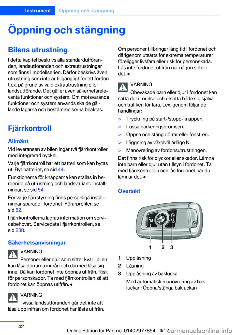 BMW X3 2017  InstruktionsbÖcker (in Swedish) �