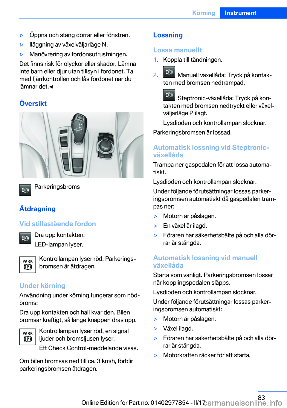 BMW X3 2017  InstruktionsbÖcker (in Swedish) 'y�