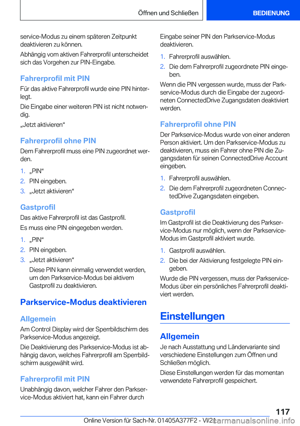 BMW X3 M 2022  Betriebsanleitungen (in German) �s�e�r�v�i�c�e�-�M�o�d�u�s��z�u��e�i�n�e�m��s�p�