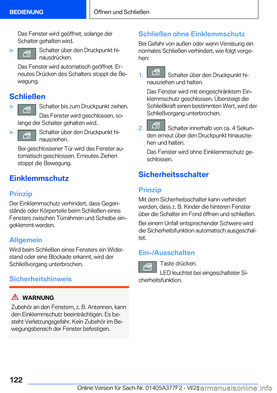 BMW X3 M 2022  Betriebsanleitungen (in German) �D�a�s��F�e�n�s�t�e�r��w�i�r�d��g�e�