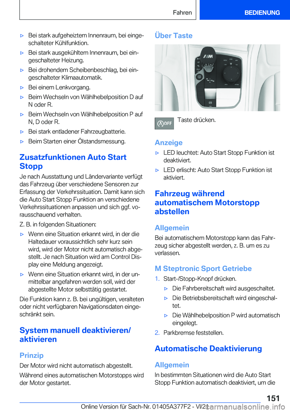 BMW X3 M 2022  Betriebsanleitungen (in German) 'x�B�e�i��s�t�a�r�k��a�u�f�g�e�h�e�i�z�t�e�m��I�n�n�e�n�r�a�u�m�,��b�e�i��e�i�n�g�ej
�s�c�h�a�l�t�e�t�e�r��K�