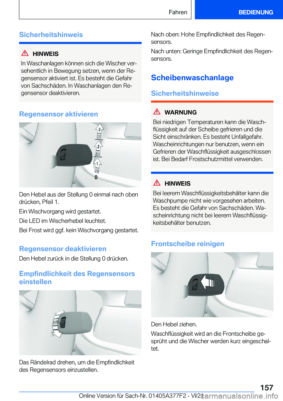 BMW X3 M 2022  Betriebsanleitungen (in German) �S�i�c�h�e�r�h�e�i�t�s�h�i�n�w�e�i�s
�H�I�N�W�E�I�S
�I�n��W�a�s�c�h�a�n�l�a�g�e�n��k�