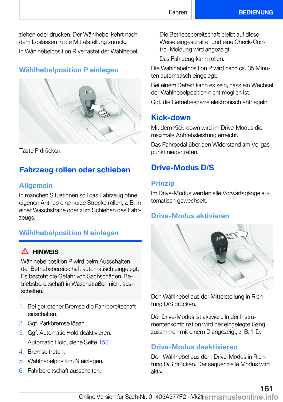 BMW X3 M 2022  Betriebsanleitungen (in German) �z�i�e�h�e�n��o�d�e�r��d�r�