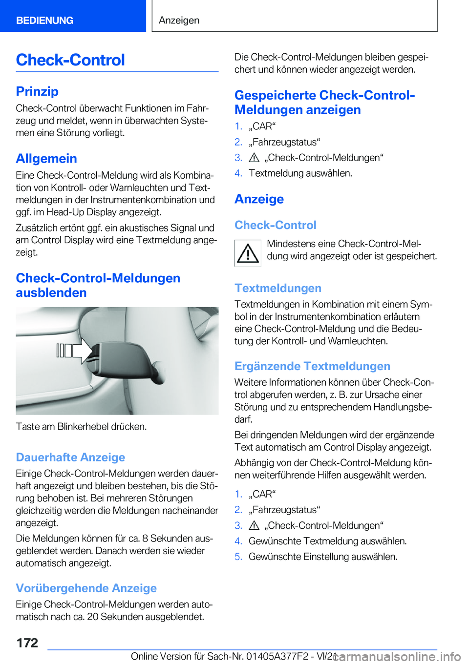 BMW X3 M 2022  Betriebsanleitungen (in German) �C�h�e�c�k�-�C�o�n�t�r�o�l
�P�r�i�n�z�i�p
�C�h�e�c�k�-�C�o�n�t�r�o�l��