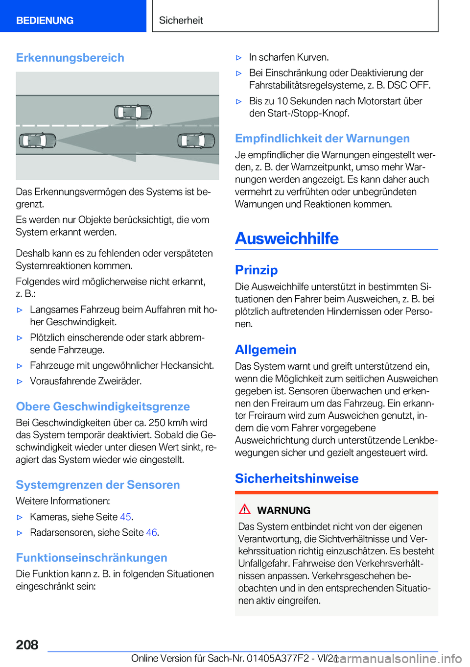 BMW X3 M 2022  Betriebsanleitungen (in German) �E�r�k�e�n�n�u�n�g�s�b�e�r�e�i�c�h
�D�a�s��E�r�k�e�n�n�u�n�g�s�v�e�r�m�