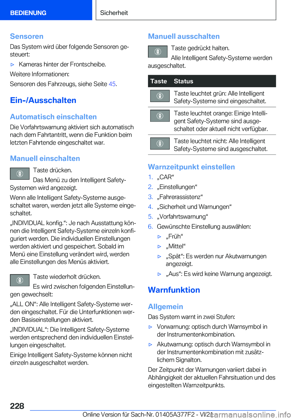 BMW X3 M 2022  Betriebsanleitungen (in German) �S�e�n�s�o�r�e�n
�D�a�s��S�y�s�t�e�m��w�i�r�d��