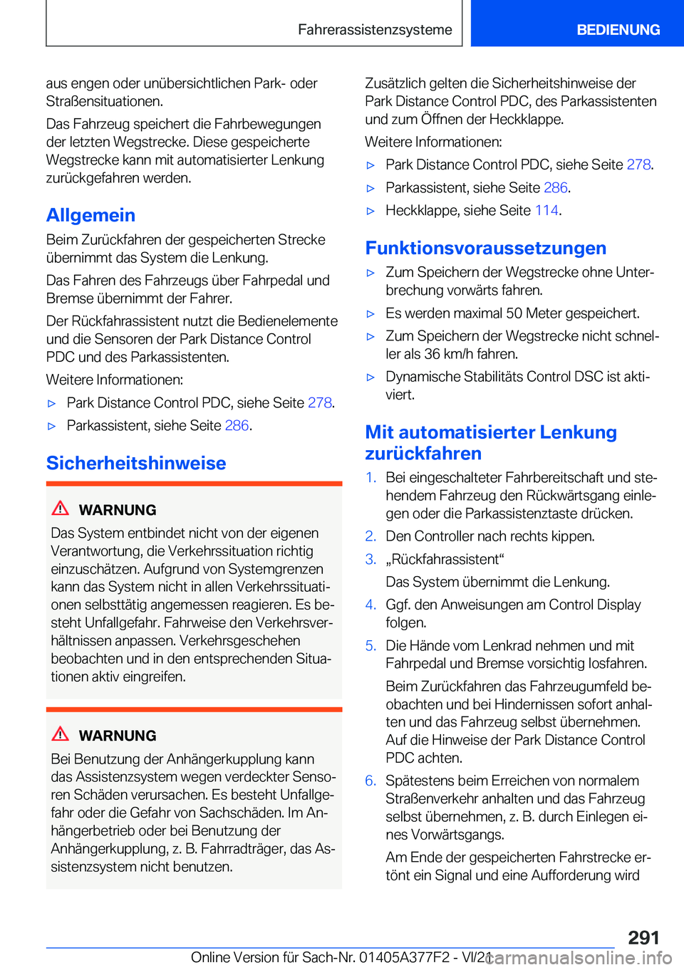 BMW X3 M 2022  Betriebsanleitungen (in German) �a�u�s��e�n�g�e�n��o�d�e�r��u�n�