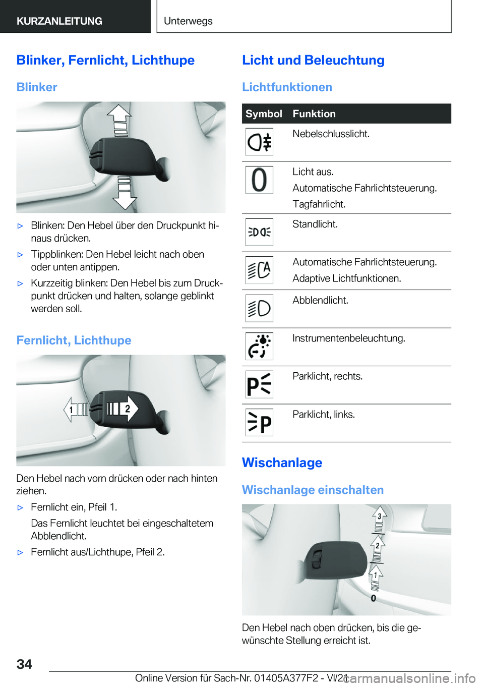 BMW X3 M 2022  Betriebsanleitungen (in German) �B�l�i�n�k�e�r�,��F�e�r�n�l�i�c�h�t�,��L�i�c�h�t�h�u�p�e
�B�l�i�n�k�e�r'x�B�l�i�n�k�e�n�:��D�e�n��H�e�b�e�l��