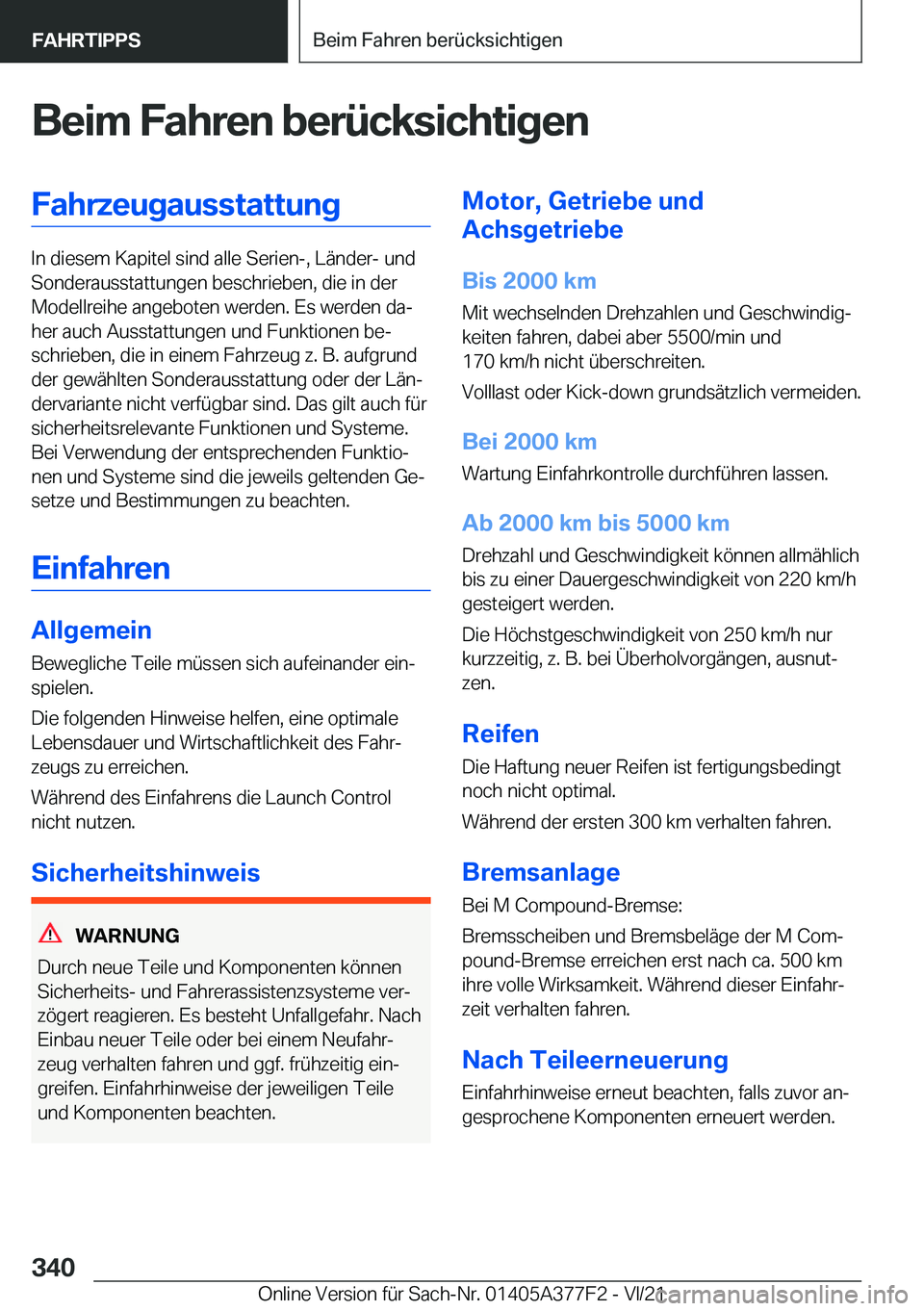 BMW X3 M 2022  Betriebsanleitungen (in German) �B�e�i�m��F�a�h�r�e�n��b�e�r�