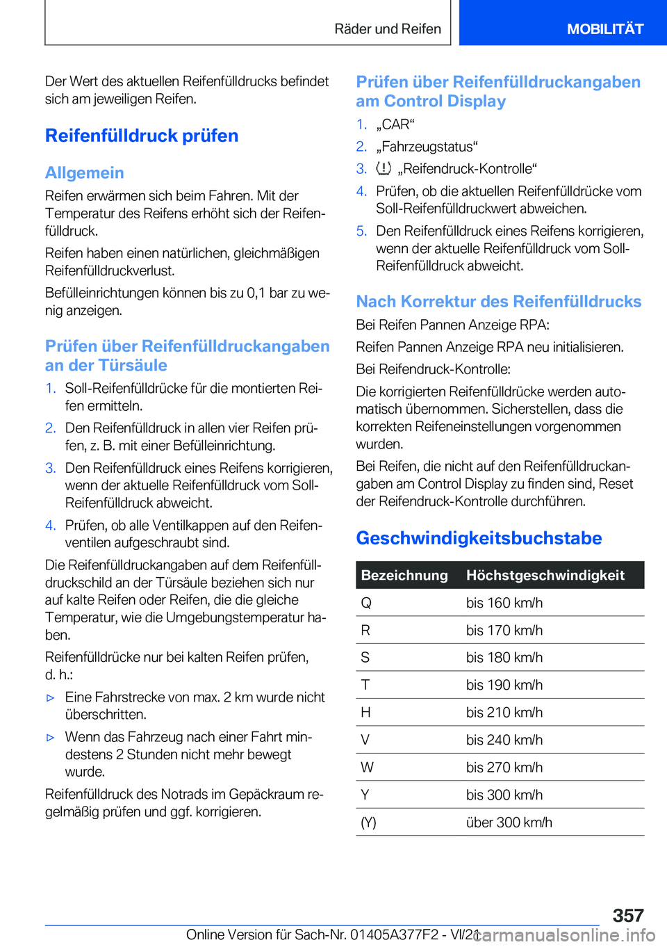BMW X3 M 2022  Betriebsanleitungen (in German) �D�e�r��W�e�r�t��d�e�s��a�k�t�u�e�l�l�e�n��R�e�i�f�e�n�f�