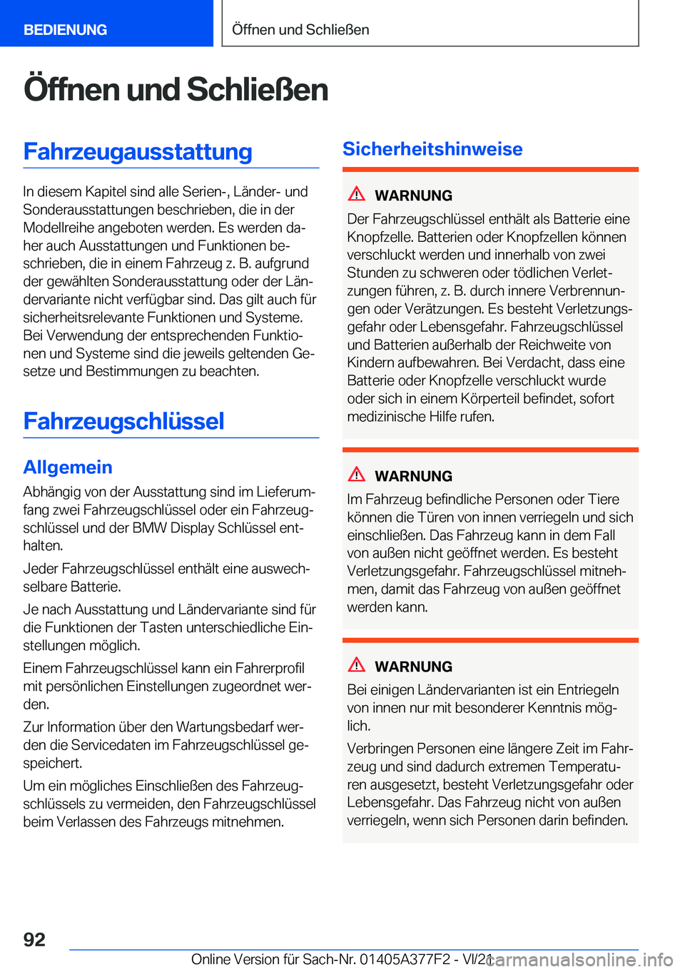 BMW X3 M 2022  Betriebsanleitungen (in German) �