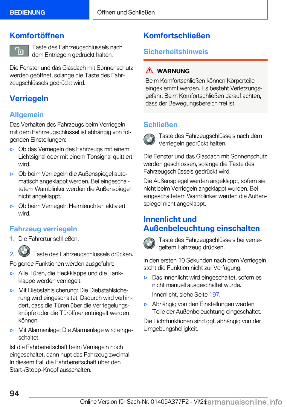 BMW X3 M 2022  Betriebsanleitungen (in German) �K�o�m�f�o�r�t�