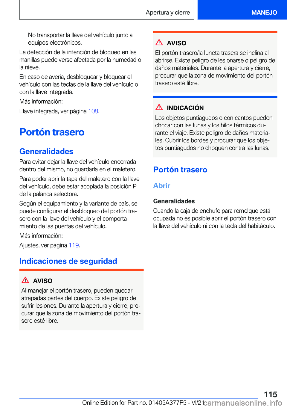 BMW X3 M 2022  Manuales de Empleo (in Spanish) �N�o��t�r�a�n�s�p�o�r�t�a�r��l�a��l�l�a�v�e��d�e�l��v�e�h�