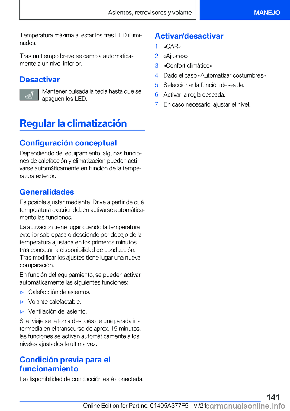 BMW X3 M 2022  Manuales de Empleo (in Spanish) �T�e�m�p�e�r�a�t�u�r�a��m�