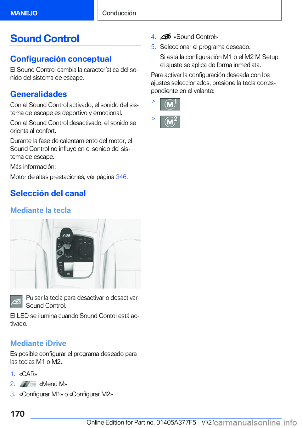BMW X3 M 2022  Manuales de Empleo (in Spanish) �S�o�u�n�d��C�o�n�t�r�o�l
�C�o�n�f�i�g�u�r�a�c�i�