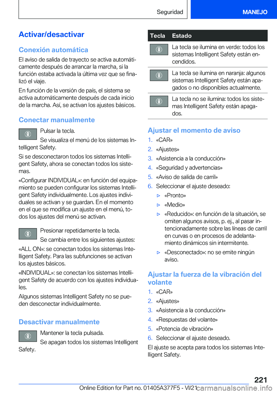 BMW X3 M 2022  Manuales de Empleo (in Spanish) �A�c�t�i�v�a�r�/�d�e�s�a�c�t�i�v�a�r�C�o�n�e�x�i�