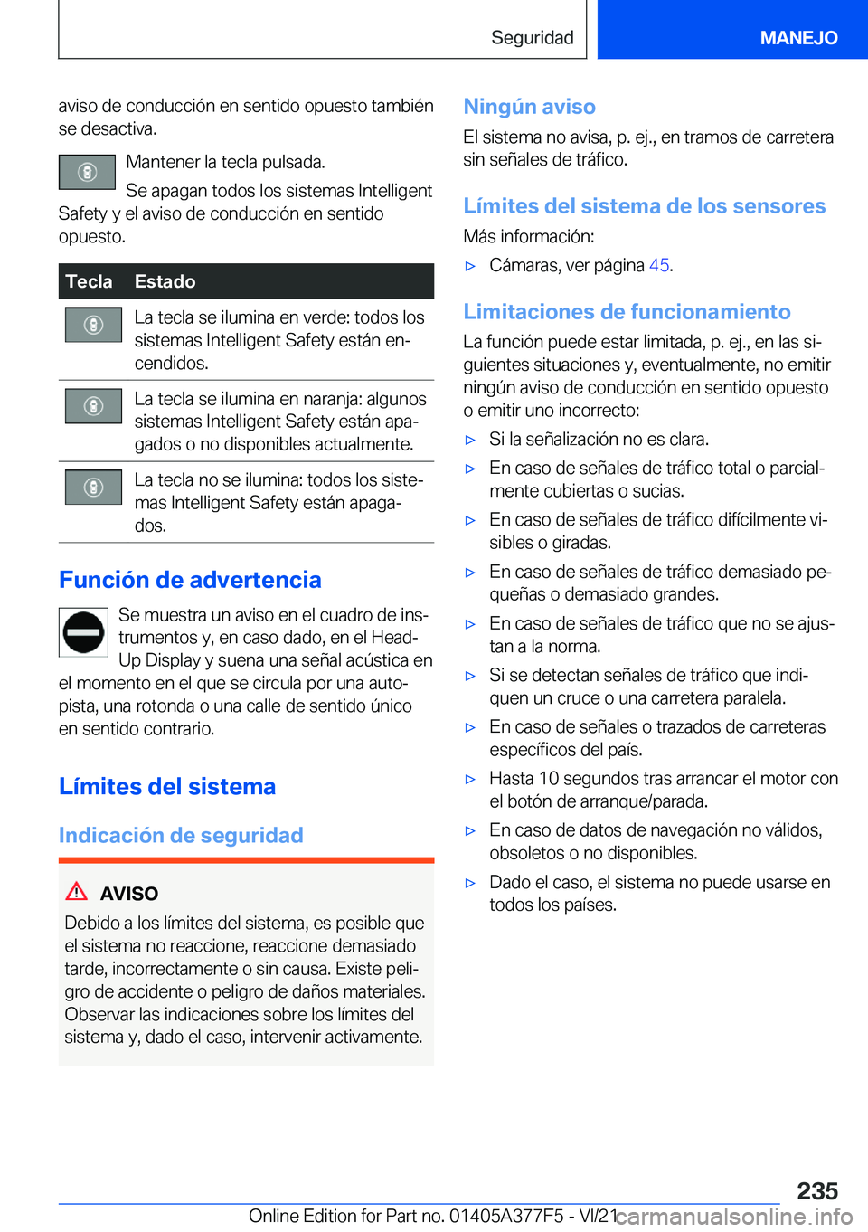 BMW X3 M 2022  Manuales de Empleo (in Spanish) �a�v�i�s�o��d�e��c�o�n�d�u�c�c�i�