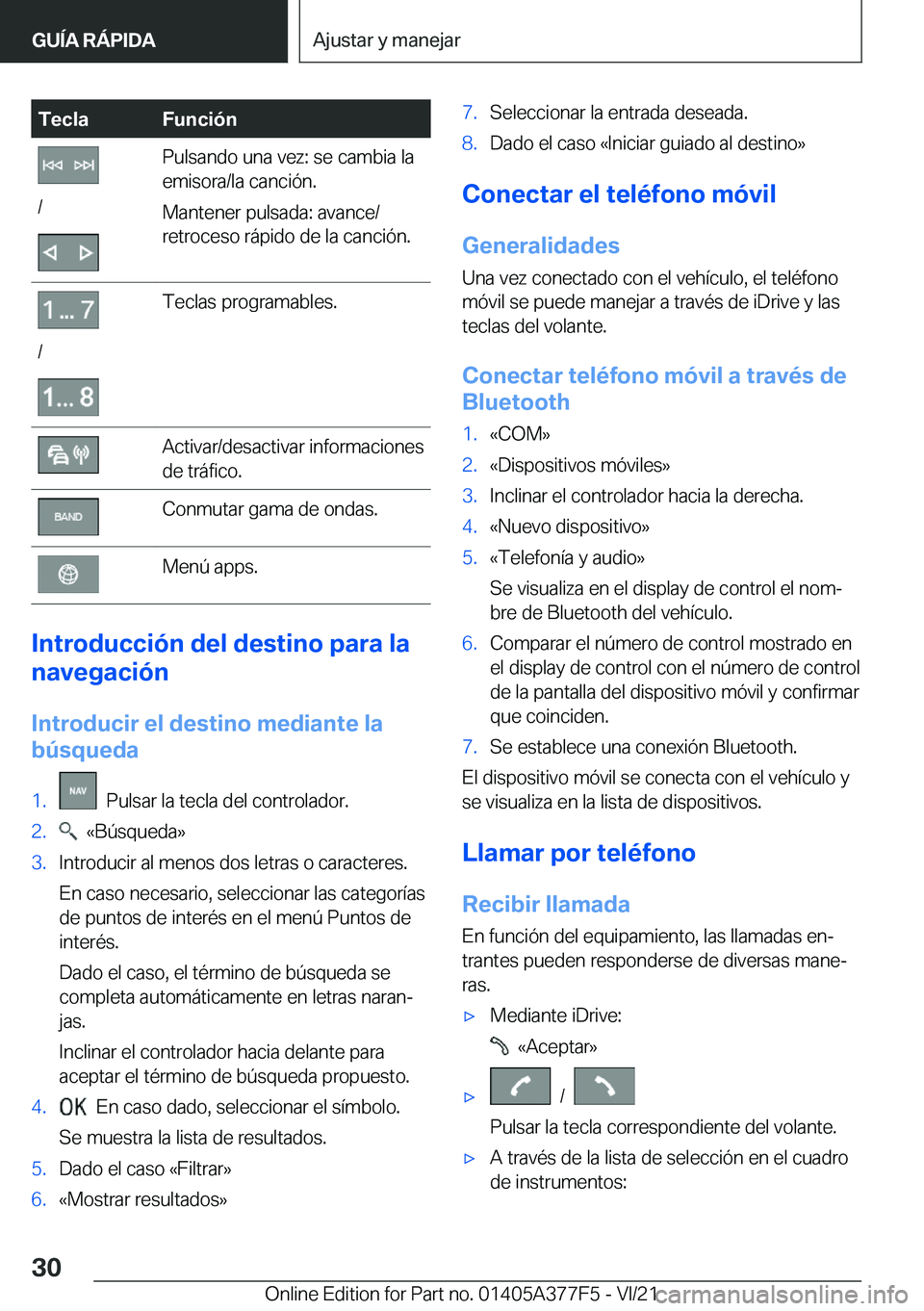 BMW X3 M 2022  Manuales de Empleo (in Spanish) �T�e�c�l�a�F�u�n�c�i�