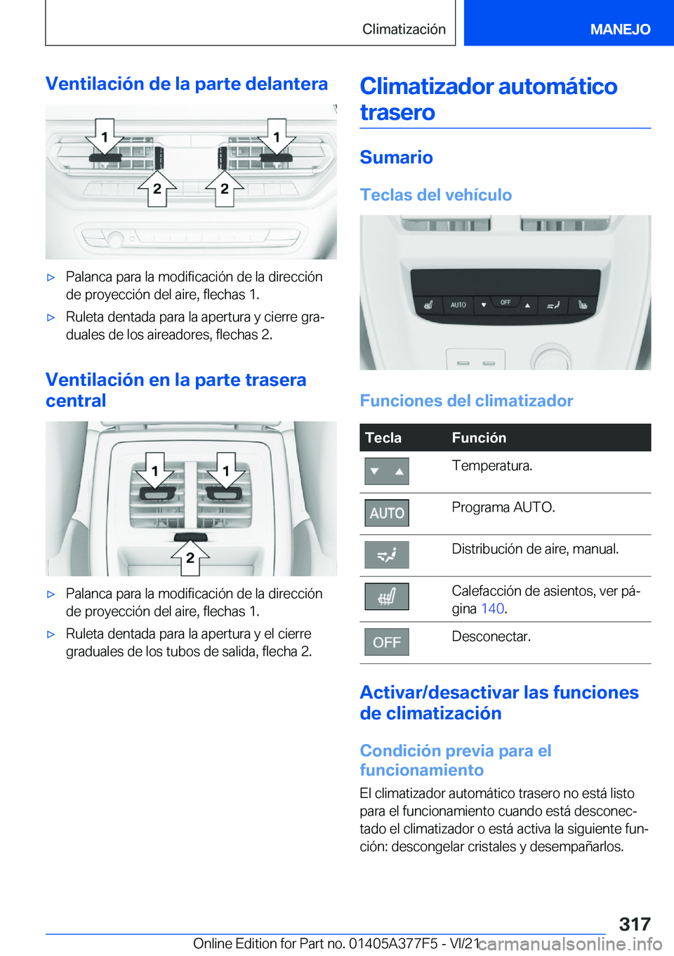 BMW X3 M 2022  Manuales de Empleo (in Spanish) �V�e�n�t�i�l�a�c�i�