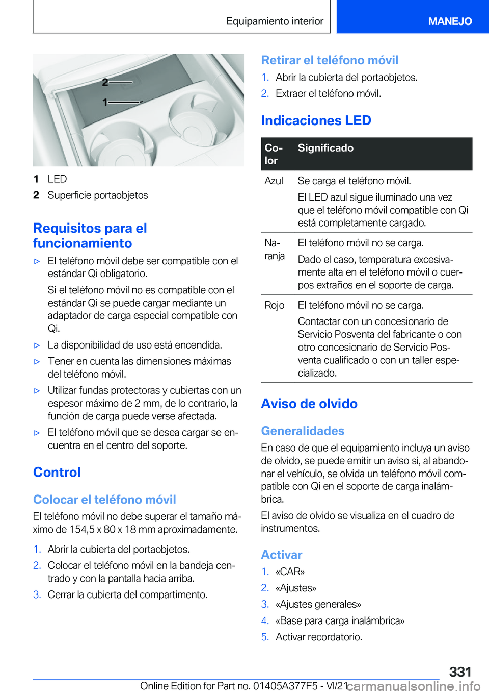 BMW X3 M 2022  Manuales de Empleo (in Spanish) �1�L�E�D�2�S�u�p�e�r�f�i�c�i�e��p�o�r�t�a�o�b�j�e�t�o�s
�R�e�q�u�i�s�i�t�o�s��p�a�r�a��e�l
�f�u�n�c�i�o�n�a�m�i�e�n�t�o
x�E�l��t�e�l�